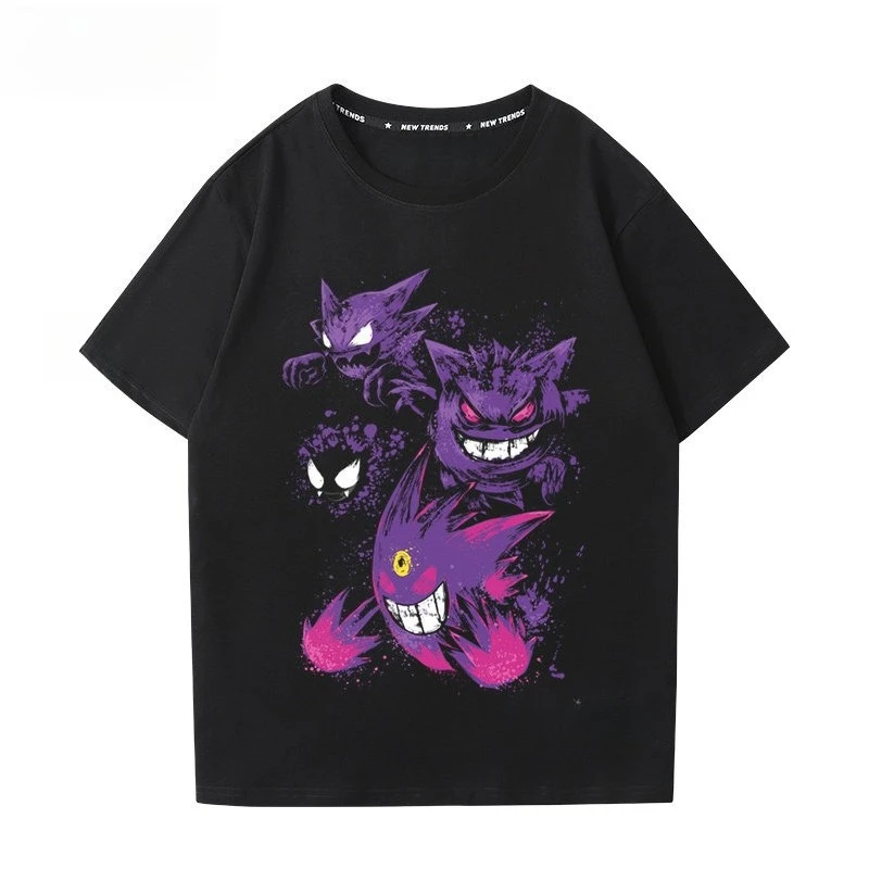 Anime Pokémon Gengar Printed T-shirt Men's and Women's T-shirt Men's Tops Harajuku Y2K T-shirt 2026 Summer New Tee Streetwear