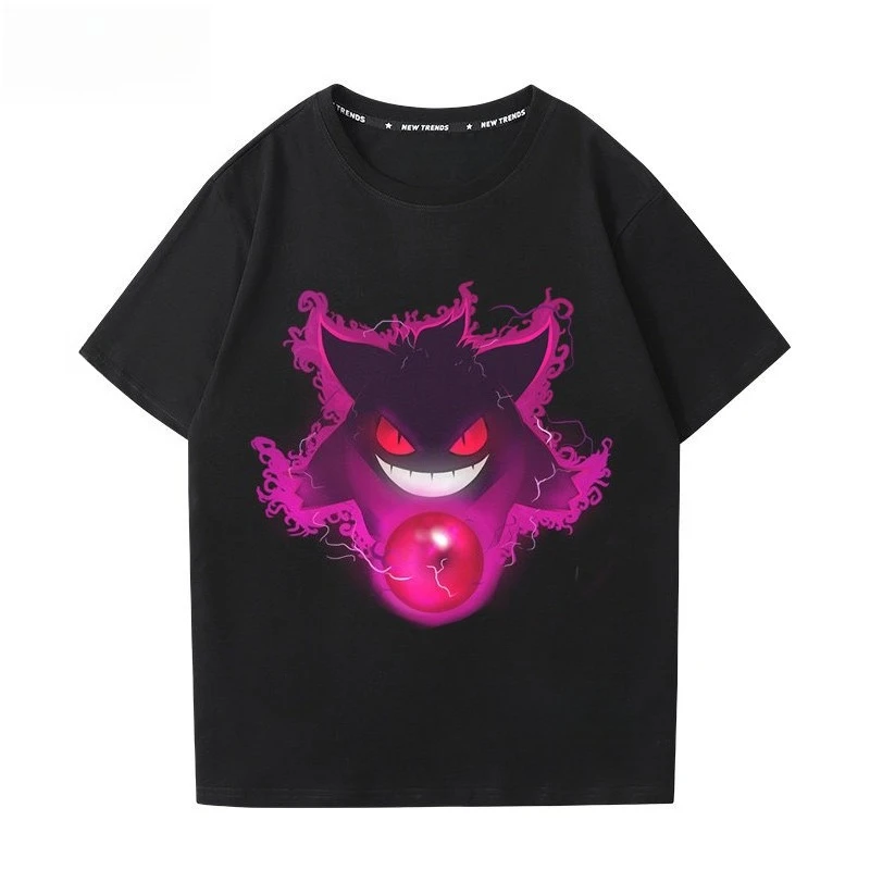 Anime Pokémon Gengar Printed T-shirt Men's and Women's T-shirt Men's Tops Harajuku Y2K T-shirt 2026 Summer New Tee Streetwear