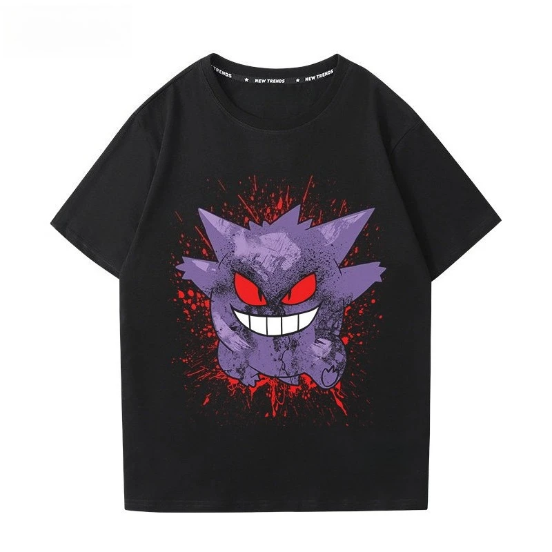 Anime Pokémon Gengar Printed T-shirt Men's and Women's T-shirt Men's Tops Harajuku Y2K T-shirt 2026 Summer New Tee Streetwear