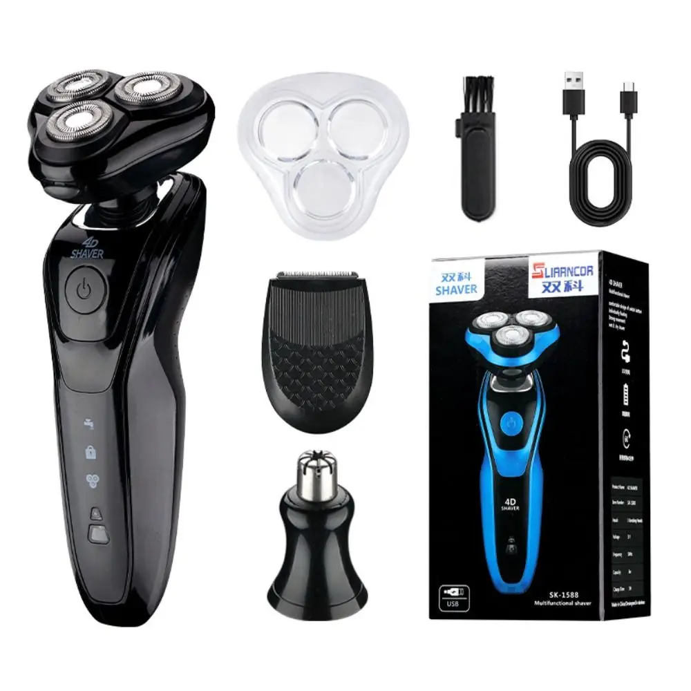 Portable 3 in 1 Electric Shaver Three Heads Rechargeable Men's Shaver Waterproof High Speed Sideburn Trimmer