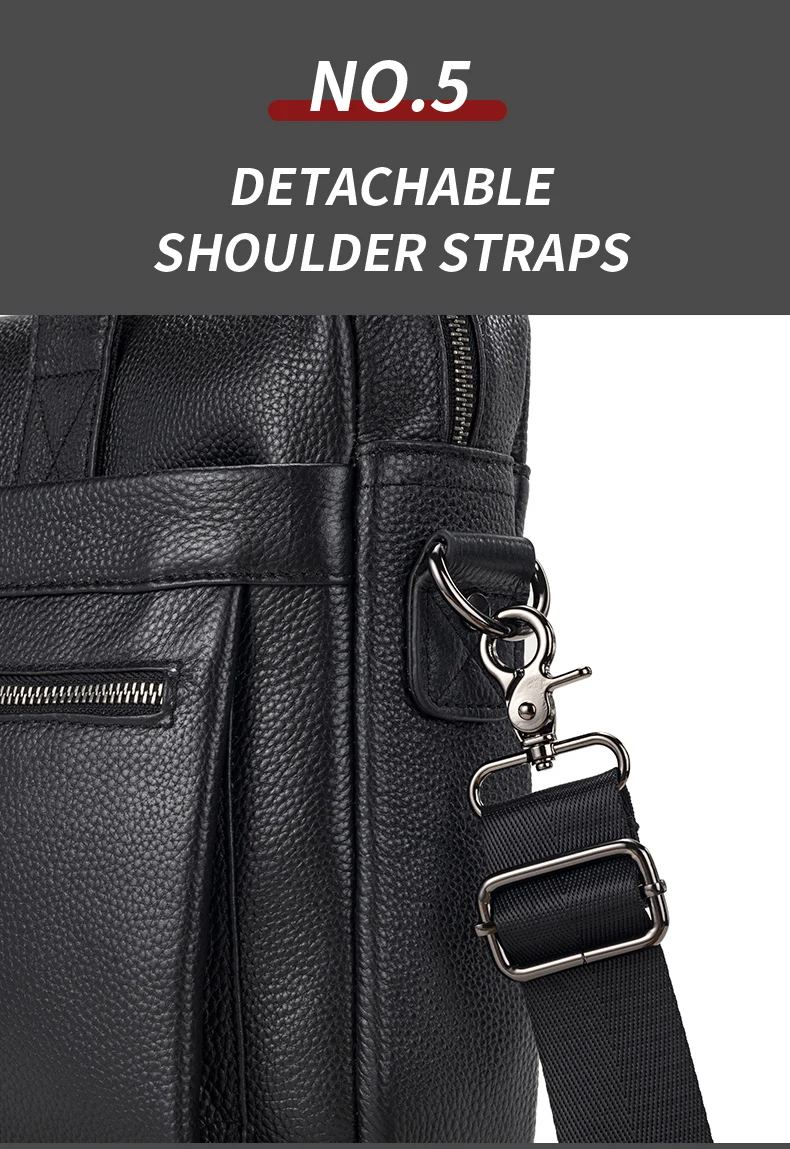 LION VERA Men's Large Capacity Business Commuting Bag Genuine Leather Shoulder Portable Laptop Zipper Crossbody Briefcase