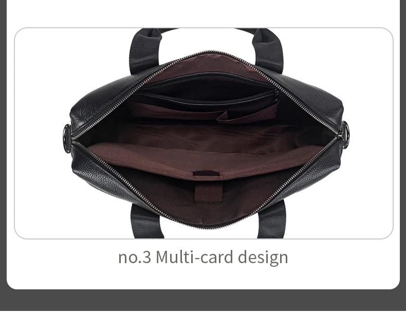 LION VERA Men's Large Capacity Business Commuting Bag Genuine Leather Shoulder Portable Laptop Zipper Crossbody Briefcase