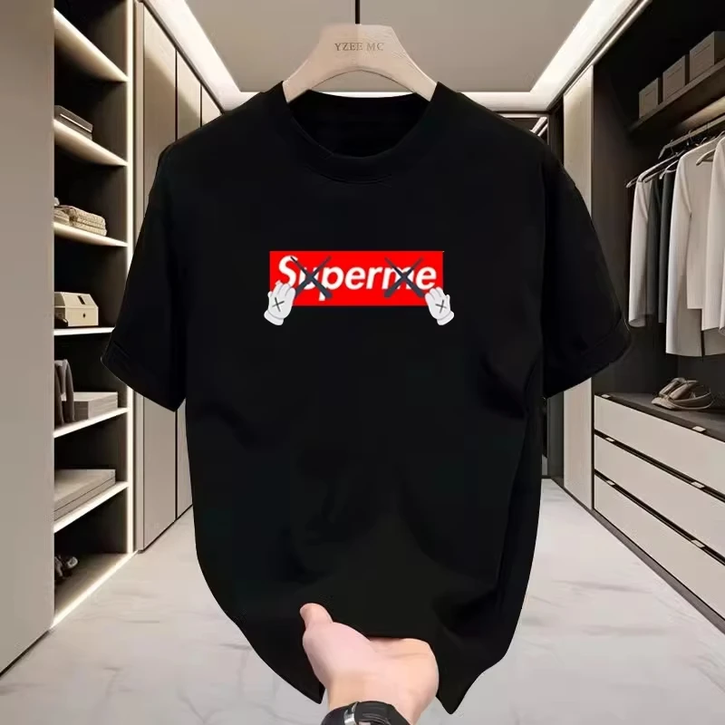 Crossed Letter Logo Graphic T Shirt Trendy Street Hip Hop Casual Cotton Short Sleeve Unisex Oversized Fashion Black Streetwear