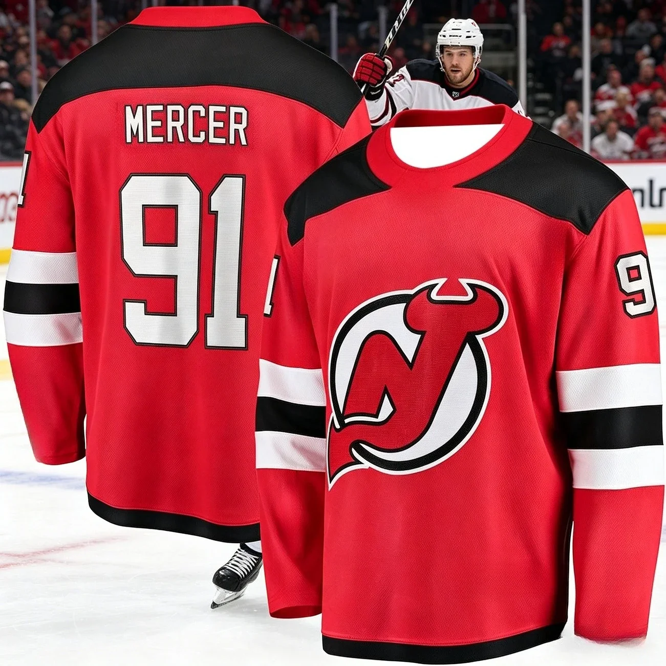 2026 New Jersey Men's New Ice Hockey Training Suit 3D Printed Devil Team Sports Quick-Drying Long-Sleeved Shirt Family