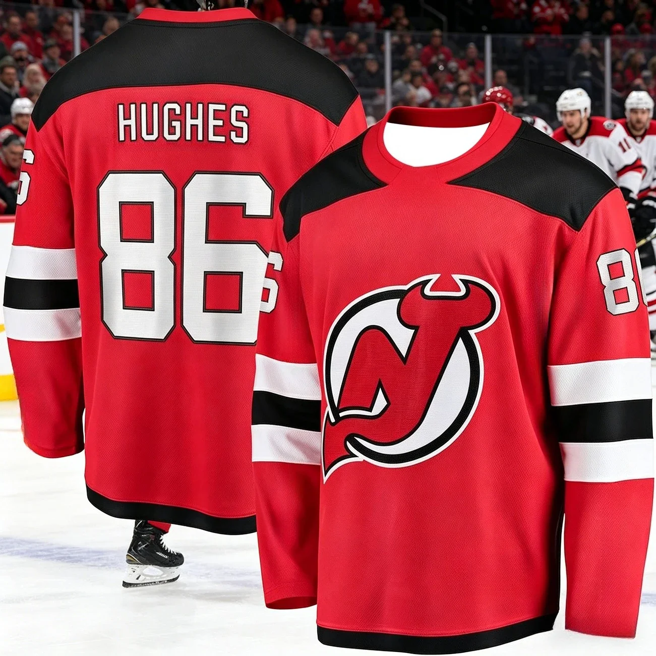 2026 New Jersey Men's New Ice Hockey Training Suit 3D Printed Devil Team Sports Quick-Drying Long-Sleeved Shirt Family