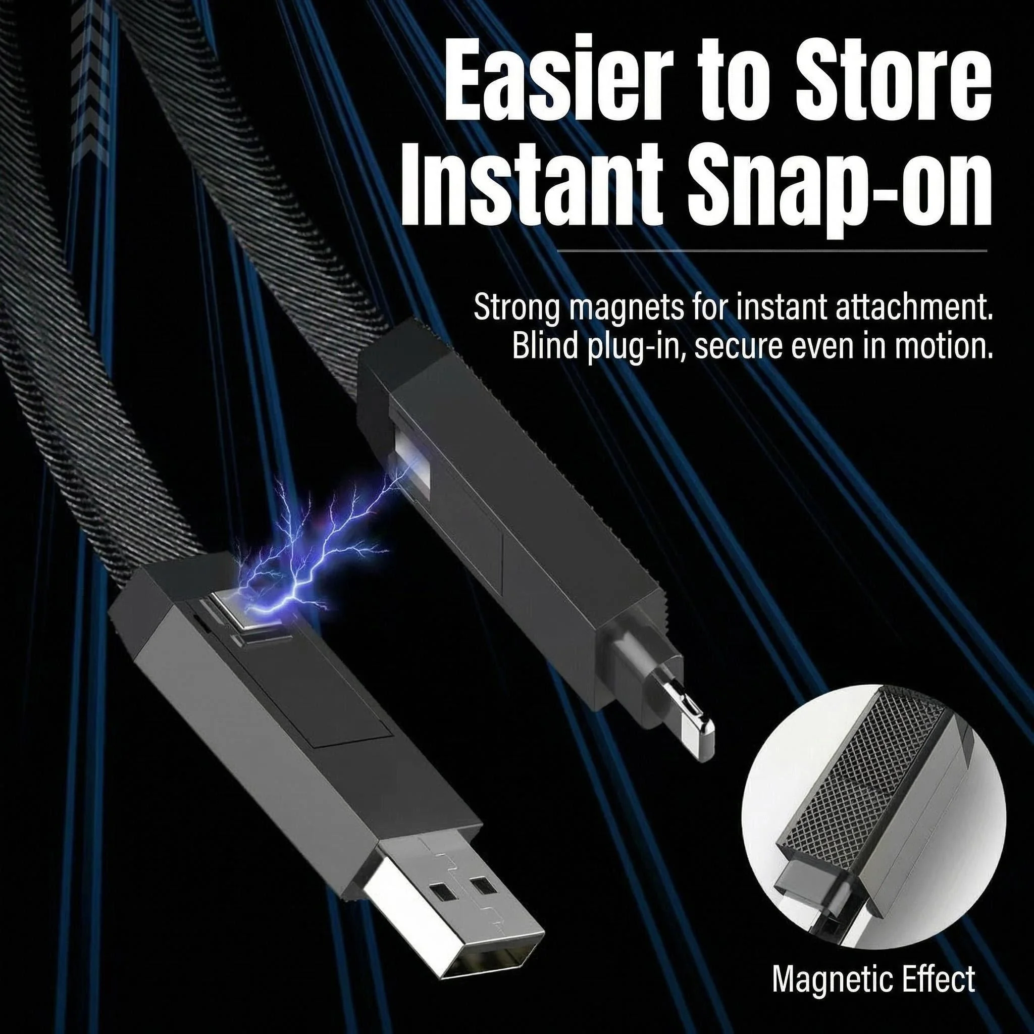 4 in 1 Multi Functional Magnetic Type-C Woven Charging Data Cable Lightning Durable fasting USB C Cord for i Phone HuaWei XiaoMi