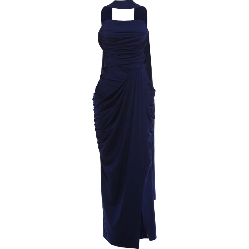 Weird Puss Folds Elegant Long Ribbon+Maxi Dress High Slit Chest Wrap Summer Fashion Skinny Vacation Banquet Summer Vestidos