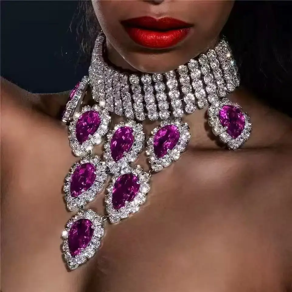 Explosive Water Drop Necklace with Personalized and Elegant Design, Luxurious Party Bridal Banquet Accessories