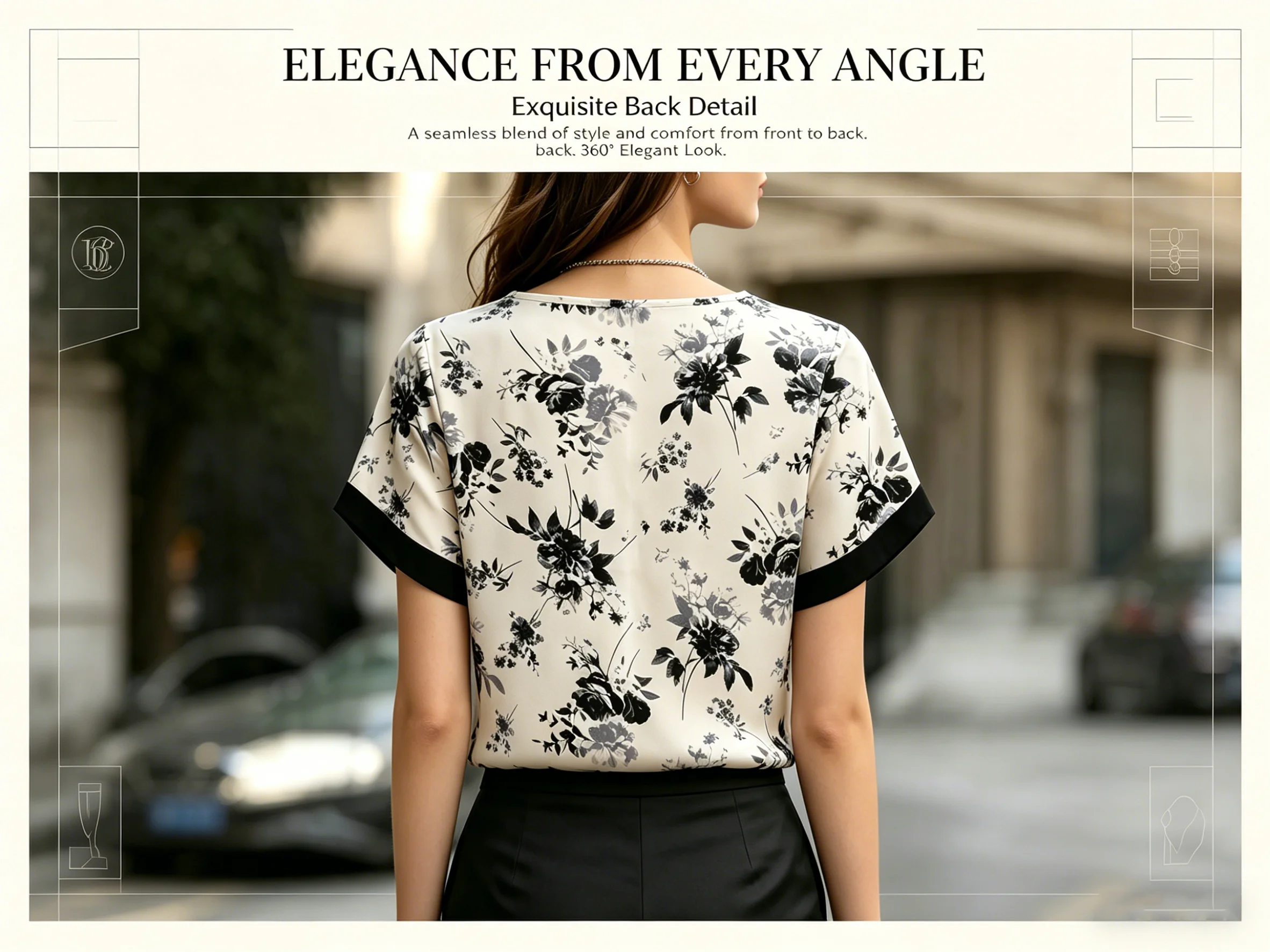 Women Floral Blouse Round Neck Ruffle Sleeve Printed Top T-Shirt Loose Fit Casual Elegant Ladies Shirt Spring Summer Daily Top