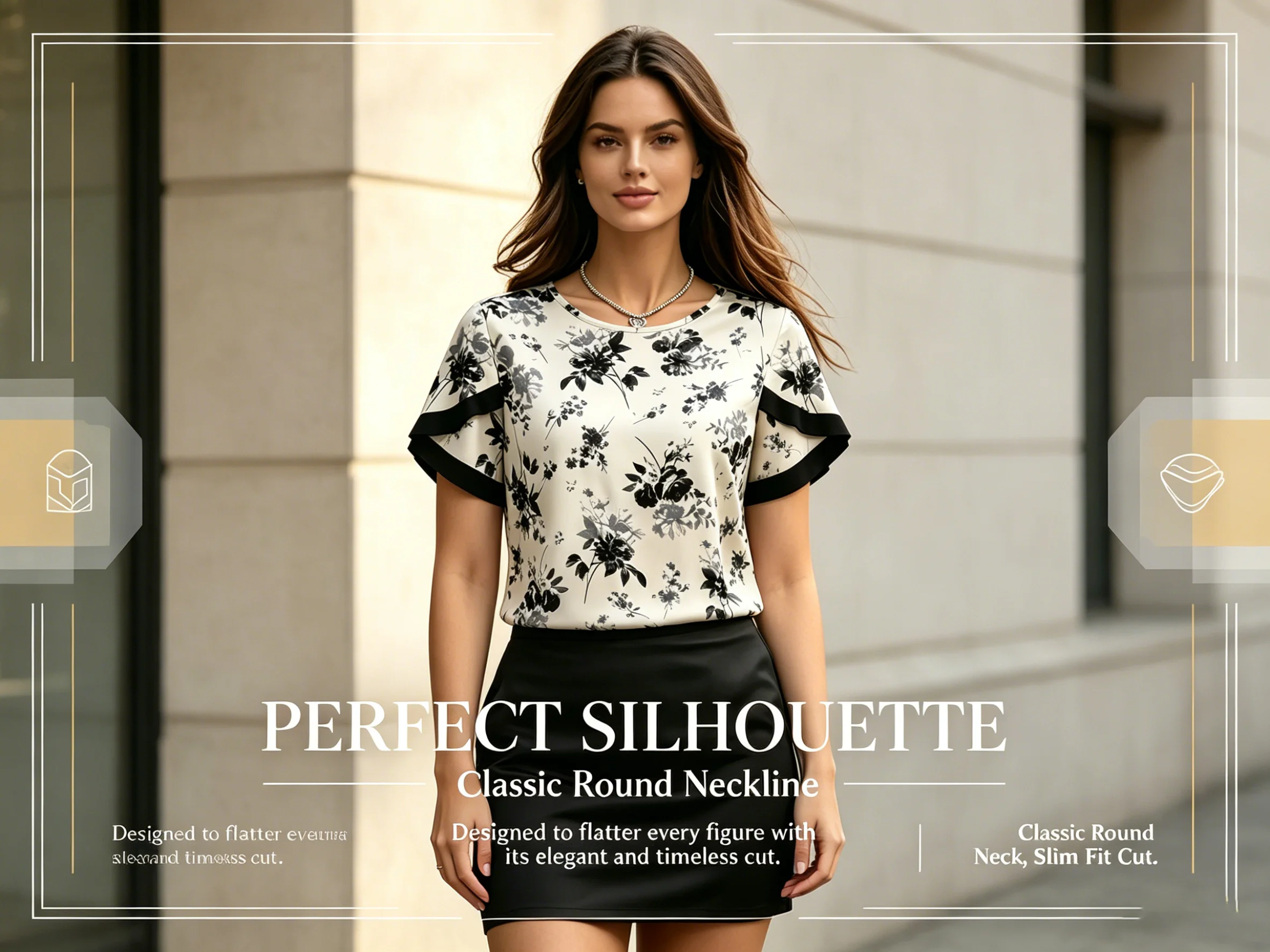 Women Floral Blouse Round Neck Ruffle Sleeve Printed Top T-Shirt Loose Fit Casual Elegant Ladies Shirt Spring Summer Daily Top