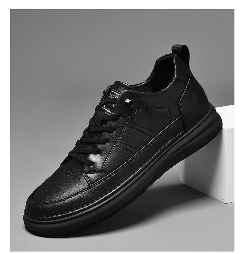 Spring Autumn Men's Inner Heightening Shoes Leather Sports Casual Shoes Invisible Height Increasing Shoes Men Sport Elevator 8CM