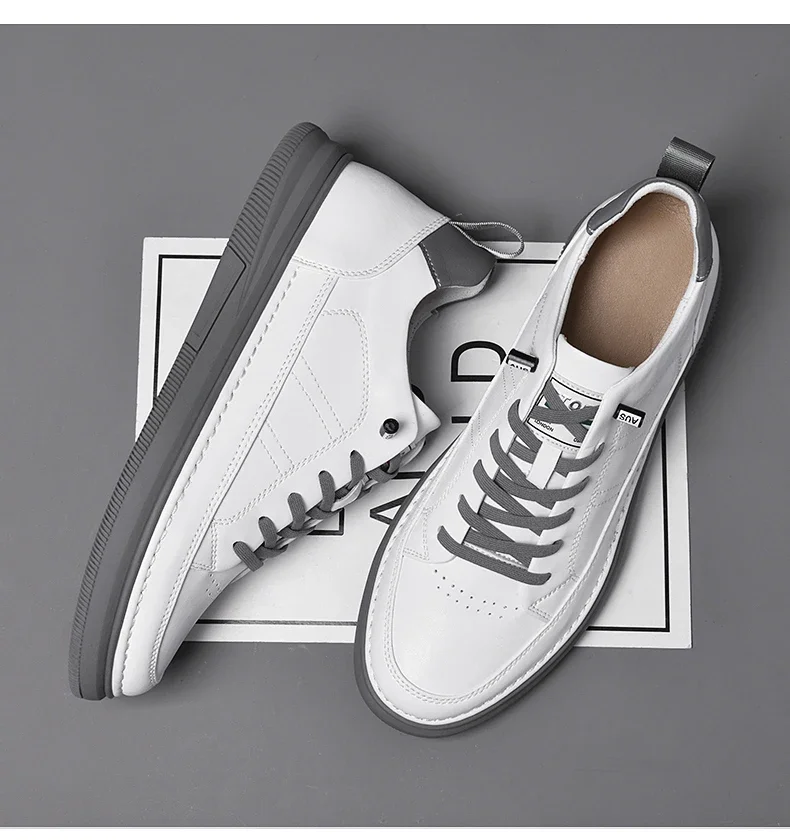 Spring Autumn Men's Inner Heightening Shoes Leather Sports Casual Shoes Invisible Height Increasing Shoes Men Sport Elevator 8CM