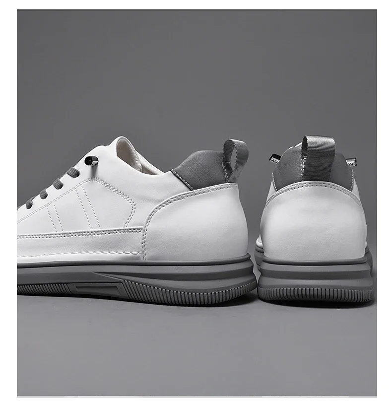 Spring Autumn Men's Inner Heightening Shoes Leather Sports Casual Shoes Invisible Height Increasing Shoes Men Sport Elevator 8CM