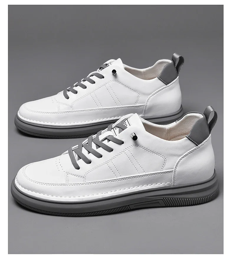 Spring Autumn Men's Inner Heightening Shoes Leather Sports Casual Shoes Invisible Height Increasing Shoes Men Sport Elevator 8CM