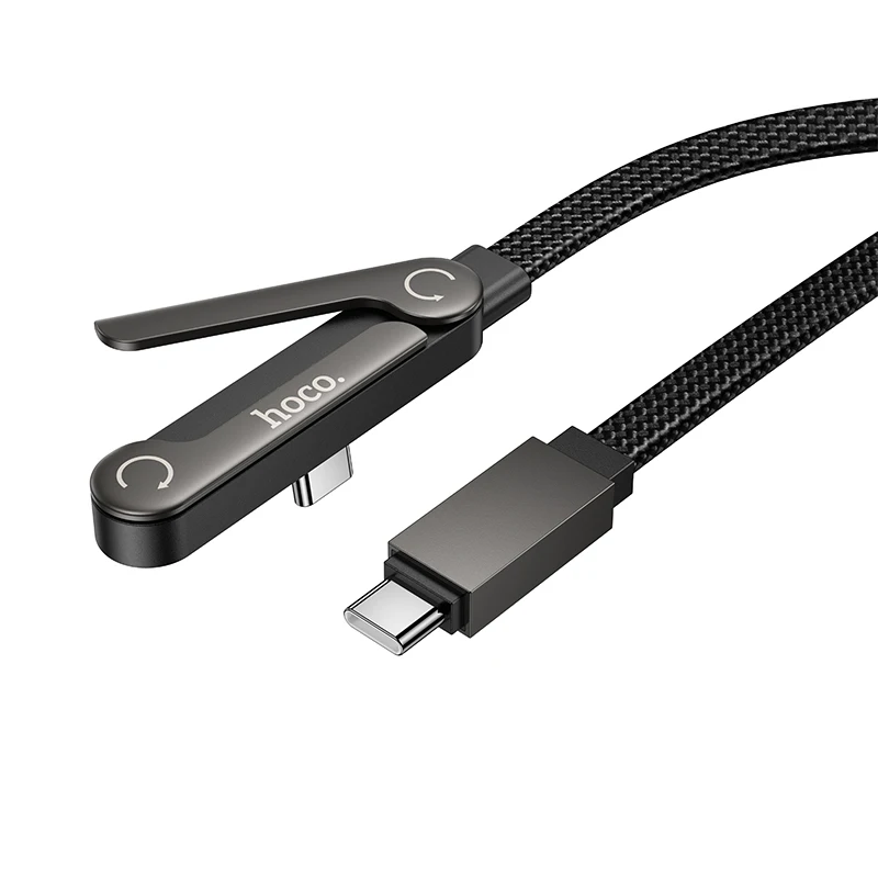 HOCO 60W 2in1 USB C to C Fast Charging Foldable Phone Holder Data Cable For iPhone 17 16 Desktop Bracket Wired Cord For Samsung