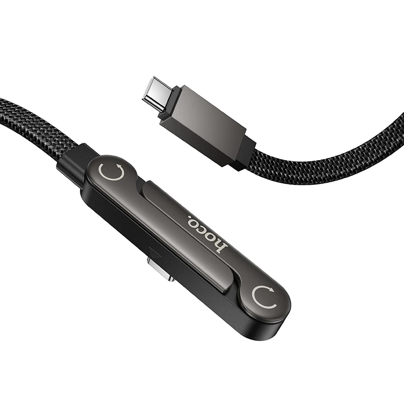 HOCO 60W 2in1 USB C to C Fast Charging Foldable Phone Holder Data Cable For iPhone 17 16 Desktop Bracket Wired Cord For Samsung