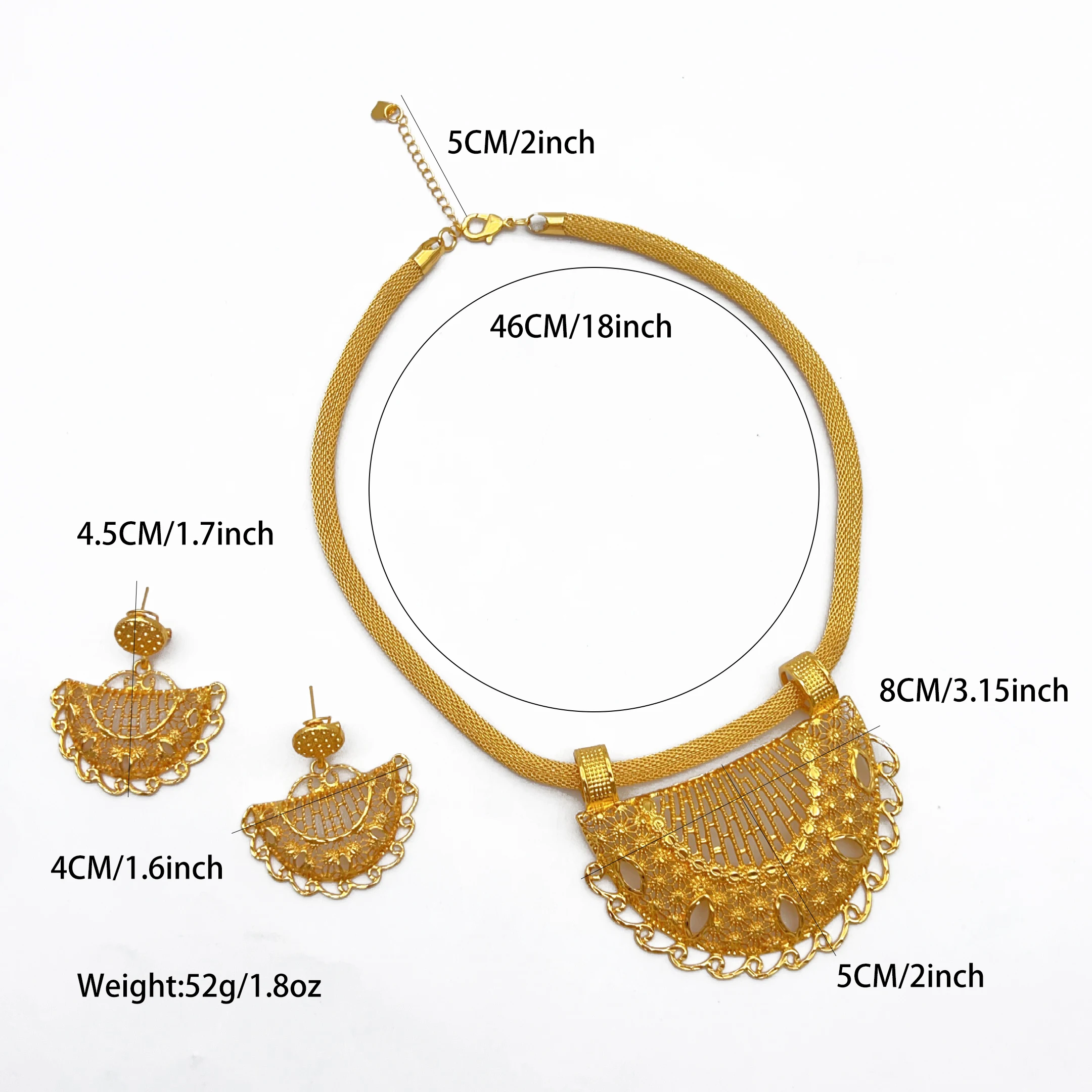 Nigerian 24k Gold Plated Jewelry Set For Women Dubai Necklace Earrings Jewellery Brazilian African Bridal Sets