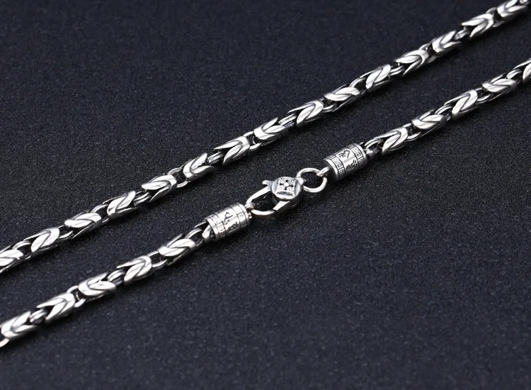 Buddhastone Silver Color Ping 4mm An Necklace Chinese Retro Round Body Ping An Chain Men's Vajra Pestle Necklace Pendant Jewelry