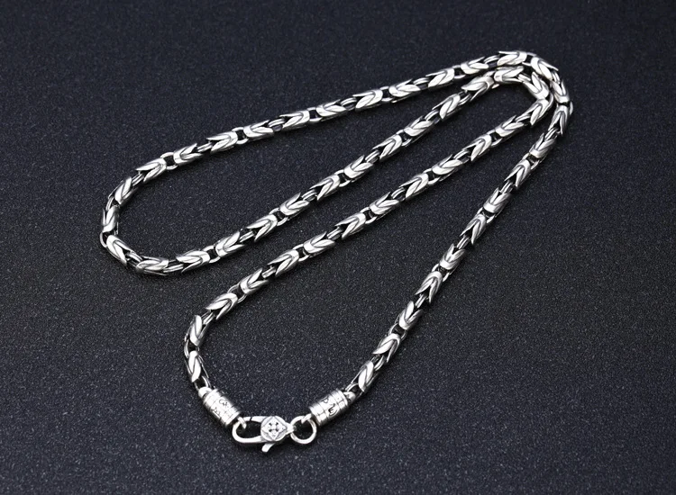 Buddhastone Silver Color Ping 4mm An Necklace Chinese Retro Round Body Ping An Chain Men's Vajra Pestle Necklace Pendant Jewelry