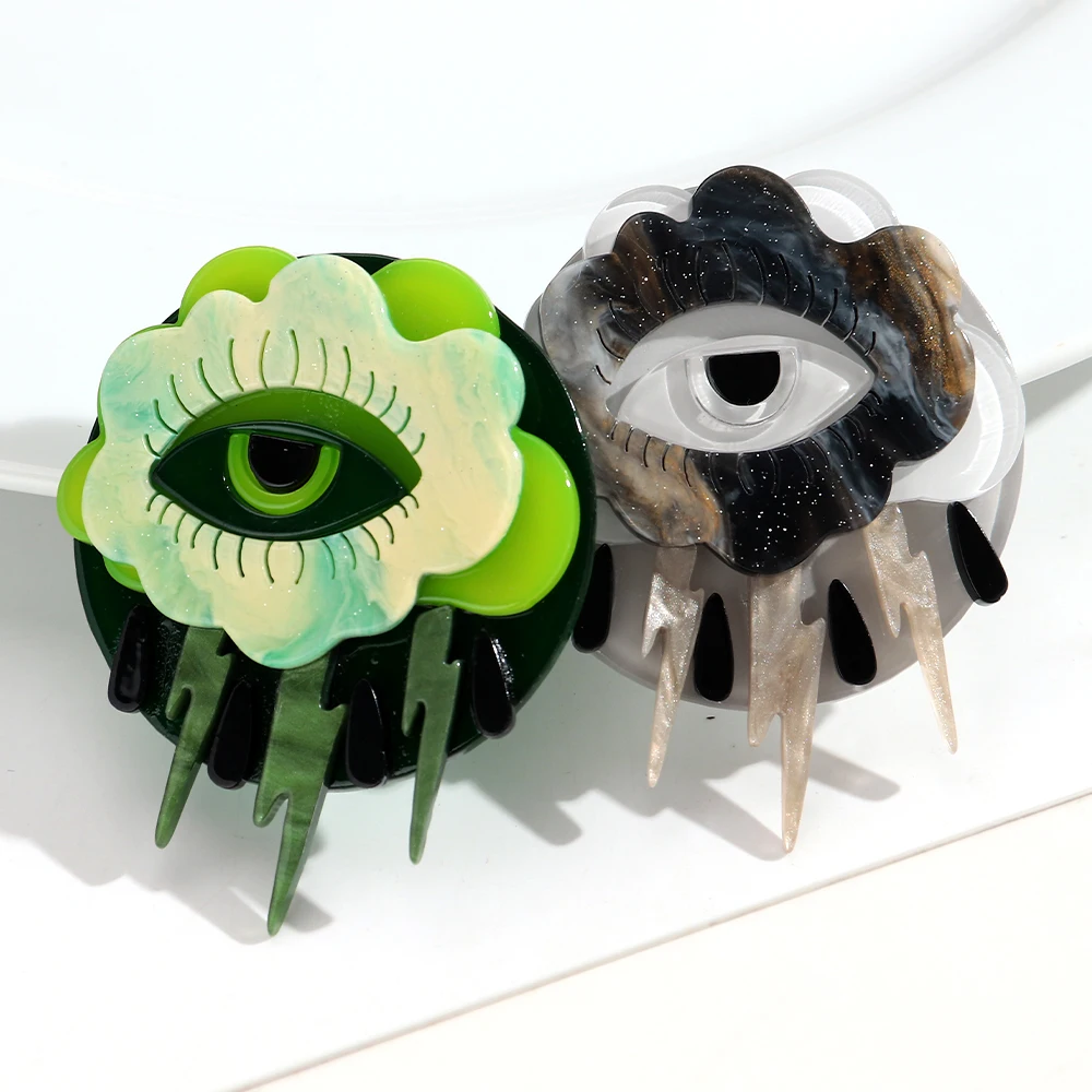 Creative Acrylic Eyes Lighting Geometric Brooch Pins Unique Cartoon Splicing Badge Brooches Women Jewelry Gifts