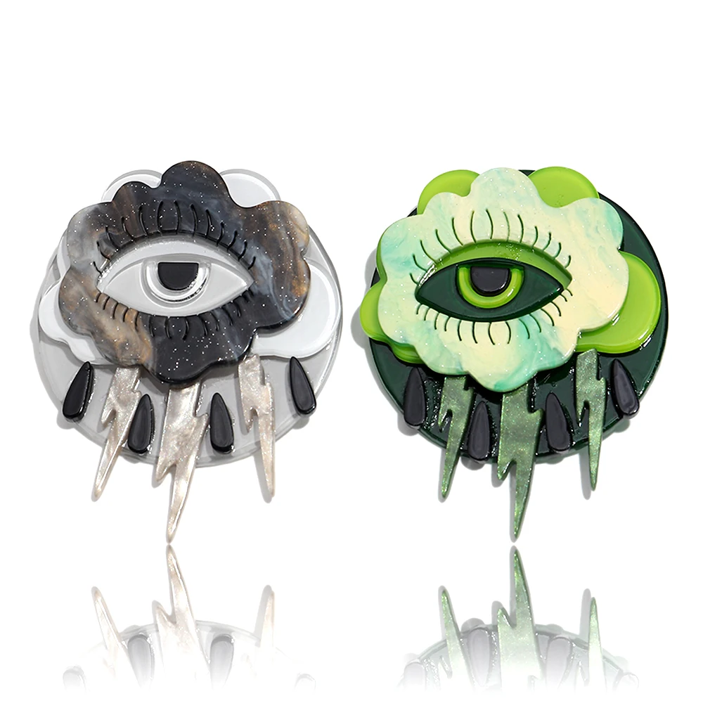 Creative Acrylic Eyes Lighting Geometric Brooch Pins Unique Cartoon Splicing Badge Brooches Women Jewelry Gifts