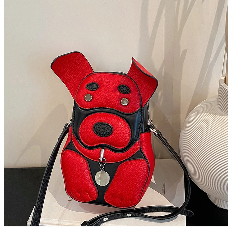 Cute 3D Dog Crossbody Bag Women Cartoon Animal Shaped Shoulder Bag Mini PU Leather Purse for Girls Daily Casual Use