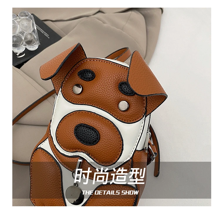 Cute 3D Dog Crossbody Bag Women Cartoon Animal Shaped Shoulder Bag Mini PU Leather Purse for Girls Daily Casual Use