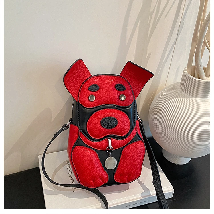 Cute 3D Dog Crossbody Bag Women Cartoon Animal Shaped Shoulder Bag Mini PU Leather Purse for Girls Daily Casual Use
