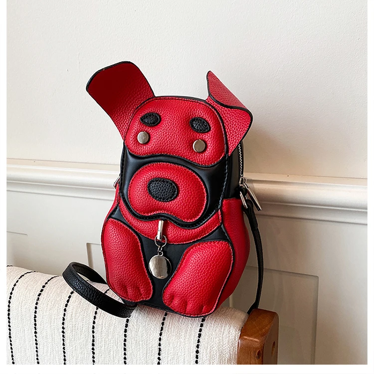 Cute 3D Dog Crossbody Bag Women Cartoon Animal Shaped Shoulder Bag Mini PU Leather Purse for Girls Daily Casual Use