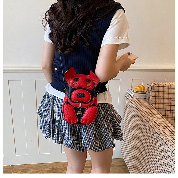 Cute 3D Dog Crossbody Bag Women Cartoon Animal Shaped Shoulder Bag Mini PU Leather Purse for Girls Daily Casual Use