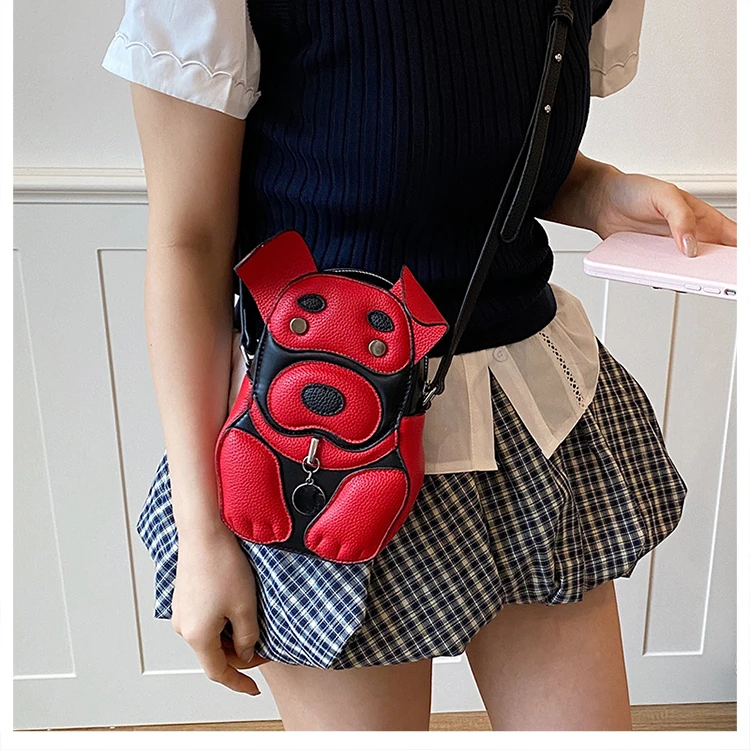 Cute 3D Dog Crossbody Bag Women Cartoon Animal Shaped Shoulder Bag Mini PU Leather Purse for Girls Daily Casual Use