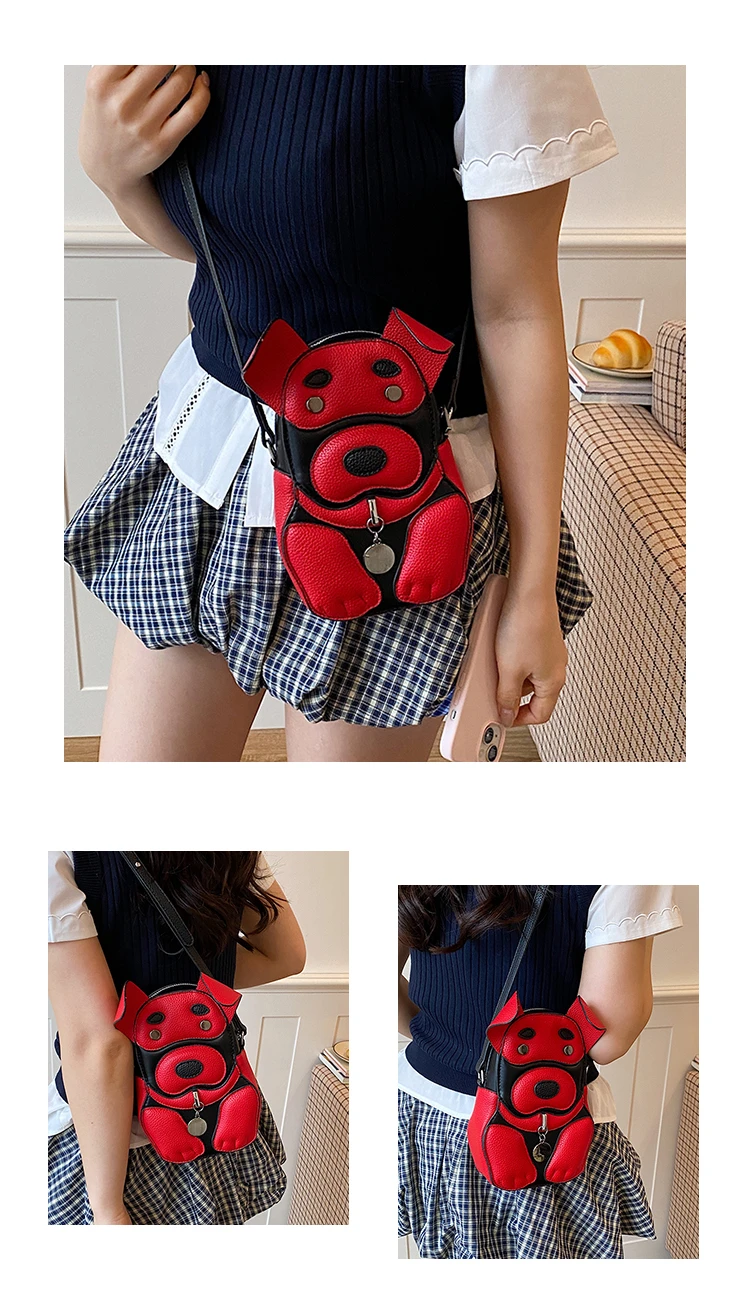Cute 3D Dog Crossbody Bag Women Cartoon Animal Shaped Shoulder Bag Mini PU Leather Purse for Girls Daily Casual Use