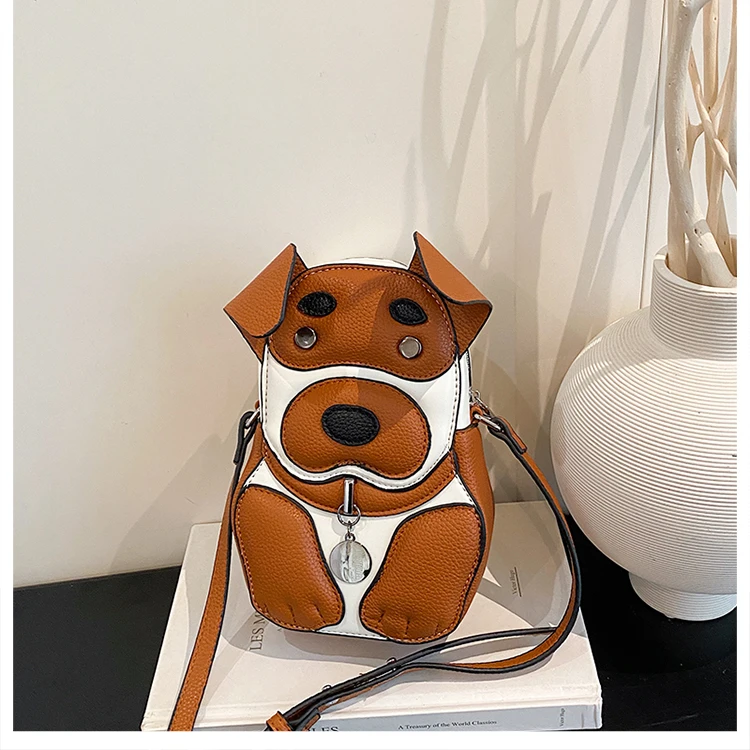 Cute 3D Dog Crossbody Bag Women Cartoon Animal Shaped Shoulder Bag Mini PU Leather Purse for Girls Daily Casual Use