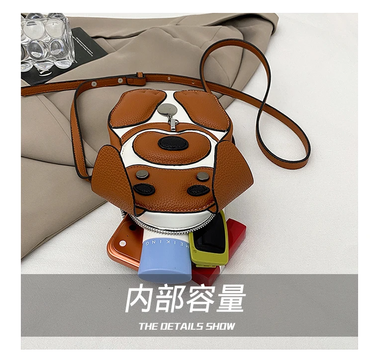 Cute 3D Dog Crossbody Bag Women Cartoon Animal Shaped Shoulder Bag Mini PU Leather Purse for Girls Daily Casual Use