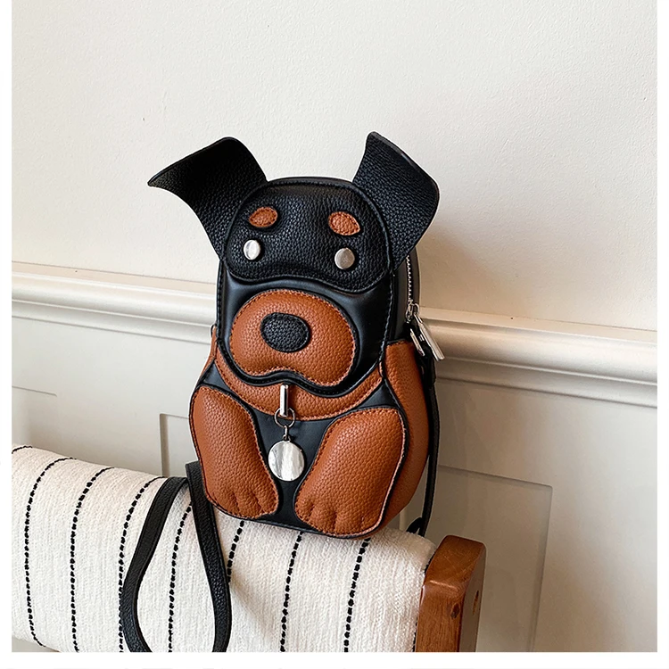Cute 3D Dog Crossbody Bag Women Cartoon Animal Shaped Shoulder Bag Mini PU Leather Purse for Girls Daily Casual Use