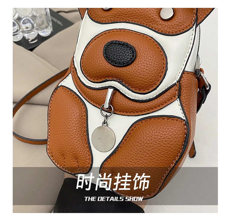 Cute 3D Dog Crossbody Bag Women Cartoon Animal Shaped Shoulder Bag Mini PU Leather Purse for Girls Daily Casual Use
