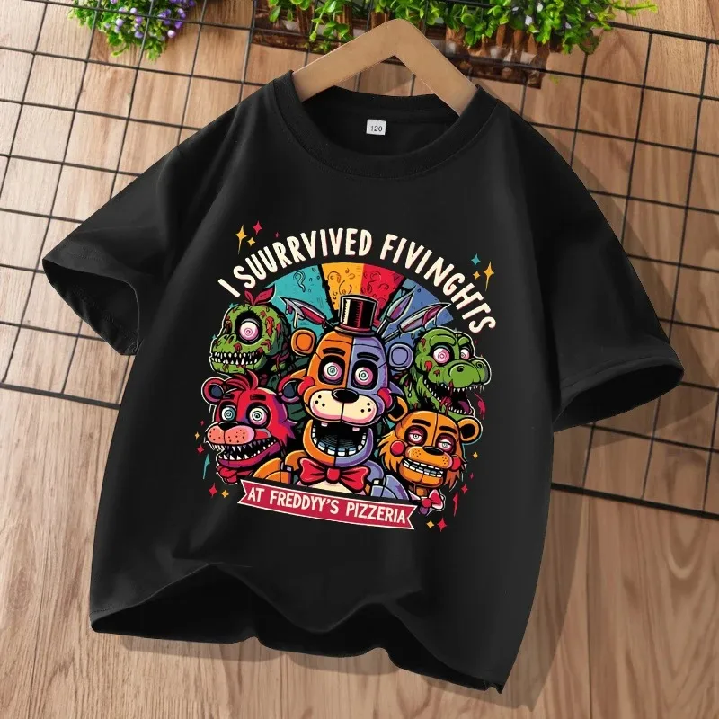 New Five Nights At Freddys Kids T-shirts FNAF Cartoon Graphic T-shirt Children Casual Sports Tops Short Sleeves Kids Clothing