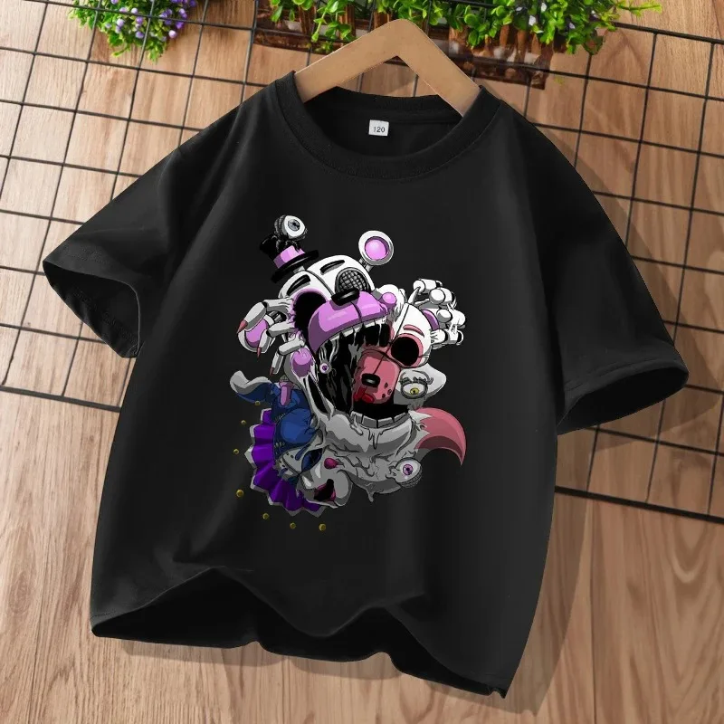 New Five Nights At Freddys Kids T-shirts FNAF Cartoon Graphic T-shirt Children Casual Sports Tops Short Sleeves Kids Clothing