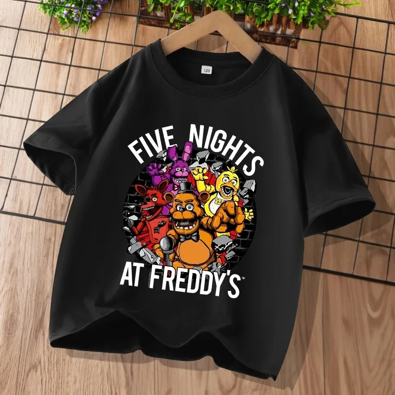 New Five Nights At Freddys Kids T-shirts FNAF Cartoon Graphic T-shirt Children Casual Sports Tops Short Sleeves Kids Clothing
