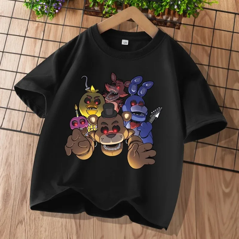 New Five Nights At Freddys Kids T-shirts FNAF Cartoon Graphic T-shirt Children Casual Sports Tops Short Sleeves Kids Clothing