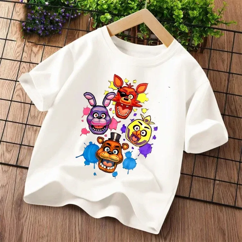 New Five Nights At Freddys Kids T-shirts FNAF Cartoon Graphic T-shirt Children Casual Sports Tops Short Sleeves Kids Clothing