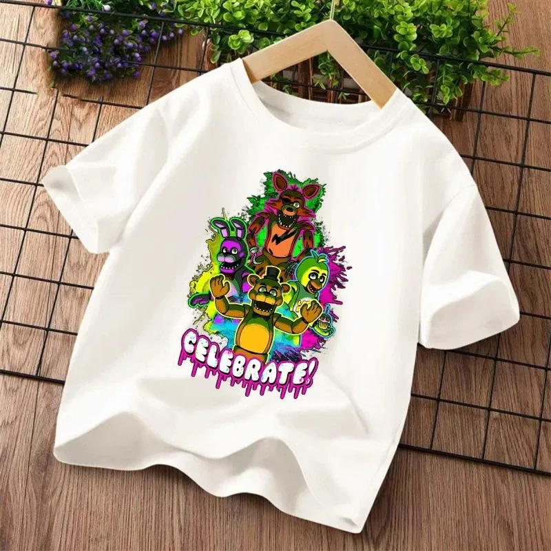 New Five Nights At Freddys Kids T-shirts FNAF Cartoon Graphic T-shirt Children Casual Sports Tops Short Sleeves Kids Clothing