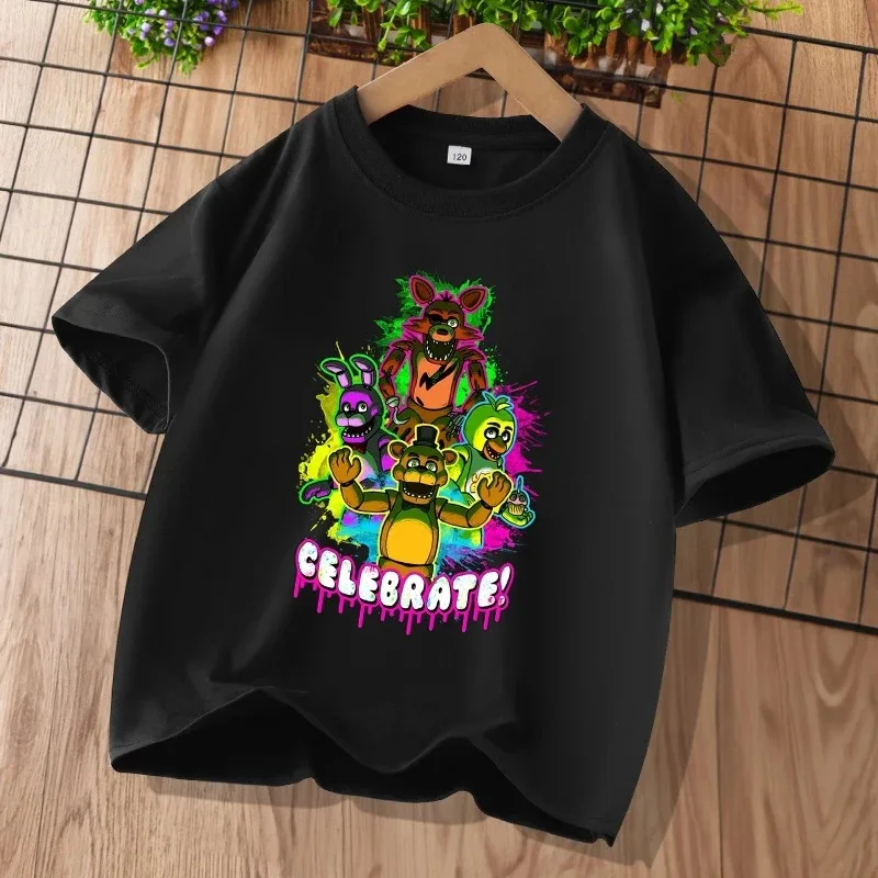 New Five Nights At Freddys Kids T-shirts FNAF Cartoon Graphic T-shirt Children Casual Sports Tops Short Sleeves Kids Clothing