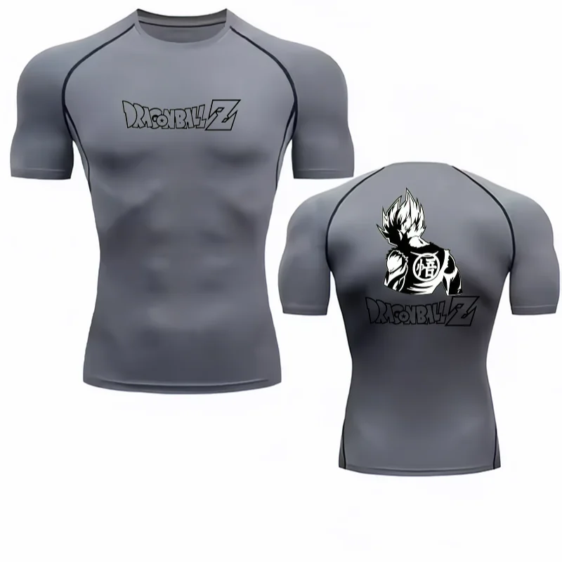 Bandai Dragon Ball Z Men T-shirt Goku Print Compression Fitness Gym Quick Dry Sport T Shirt Comfortable Breathable Streetwear