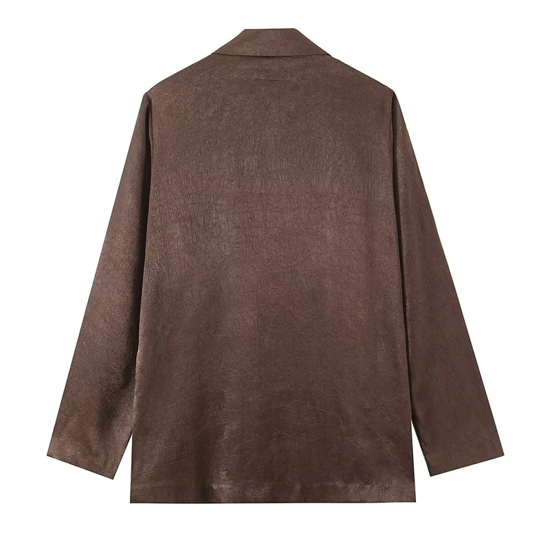 2026 Summer New Women's Set Reddish-Brown Long-Draped Simple Loose Jacket and Pants Set Unique and Fashionable