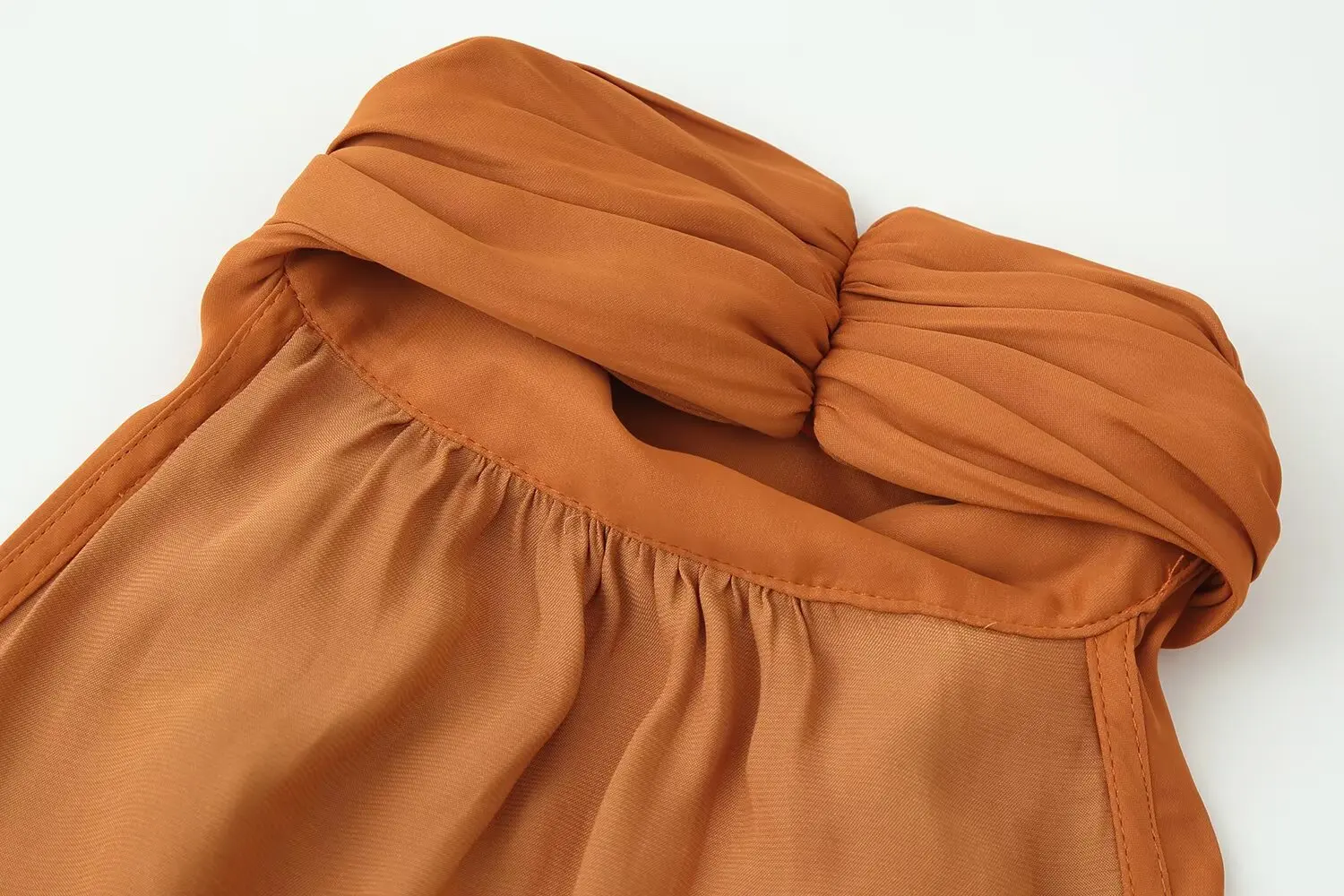 Nlzgmsj 2026 Summer Women Orange Halter Neck Sleeveless Blouse Cross Wrap Draped Top Backless Cropped Tank Top