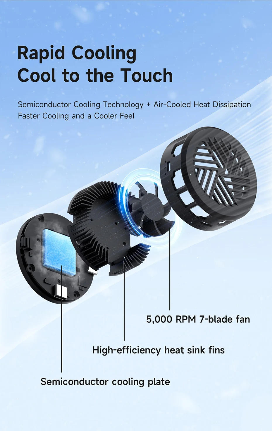 Hagibis Magnetic Cell Phone Cooler Double-sided Magnetic Semiconductor Cooling Fan Phone Radiator for Gaming Live Streaming Vlog