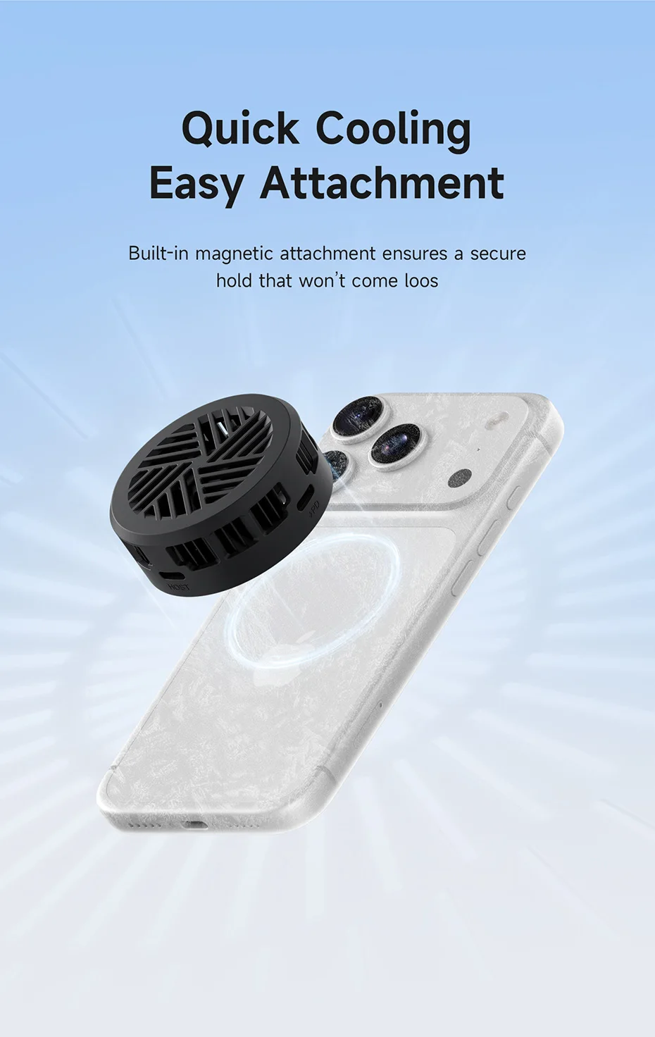 Hagibis Magnetic Cell Phone Cooler Double-sided Magnetic Semiconductor Cooling Fan Phone Radiator for Gaming Live Streaming Vlog