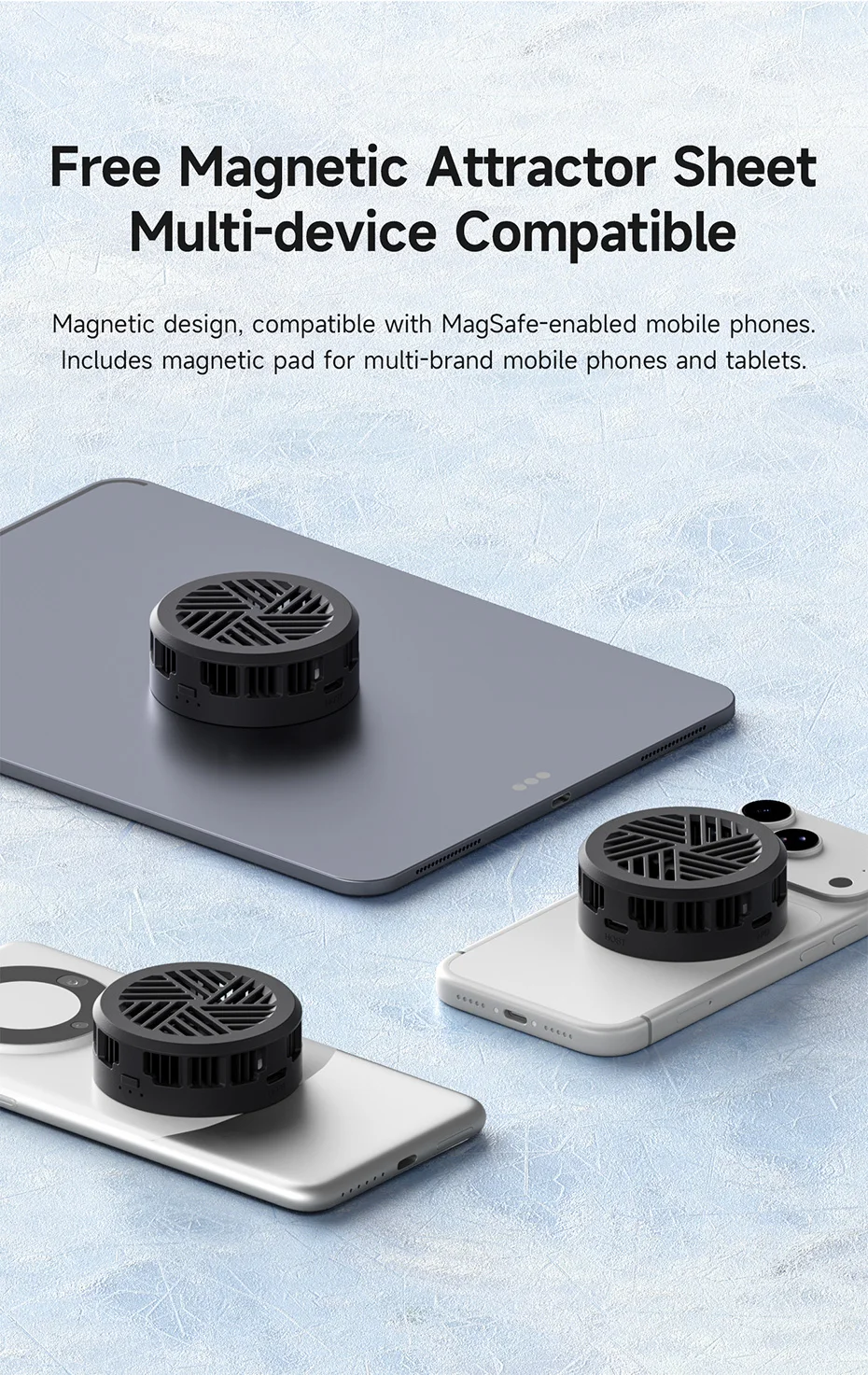 Hagibis Magnetic Cell Phone Cooler Double-sided Magnetic Semiconductor Cooling Fan Phone Radiator for Gaming Live Streaming Vlog