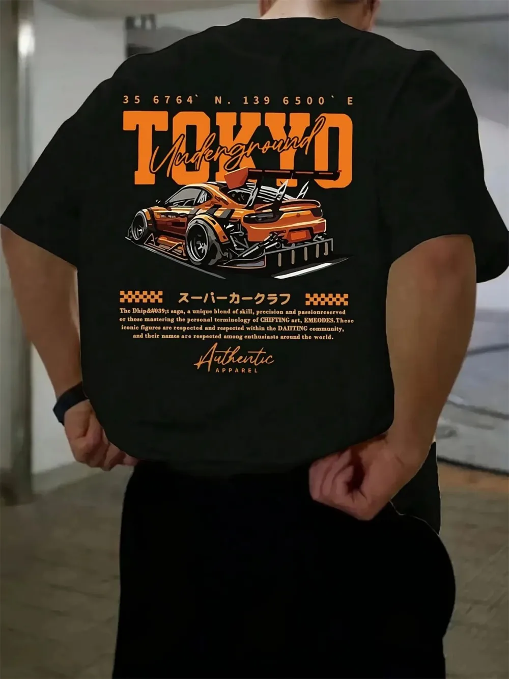 European and American Men's Summer Fashion Racing Letter Print Comfortable and Breathable Round Neck T-Shirt Outdoor Street Top